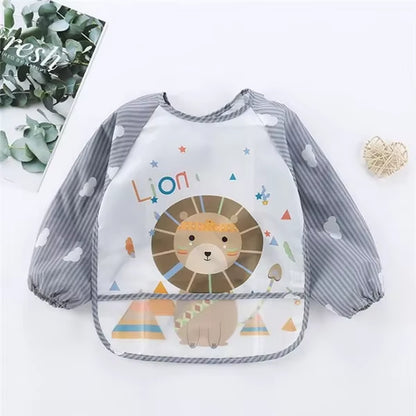 Baby Long Sleeve Scarf Waterproof Toddler Art Smock Feeding Bib Apron Pocket Infant Boys Girls Burp Cloth Banana Bibs For1-3Year