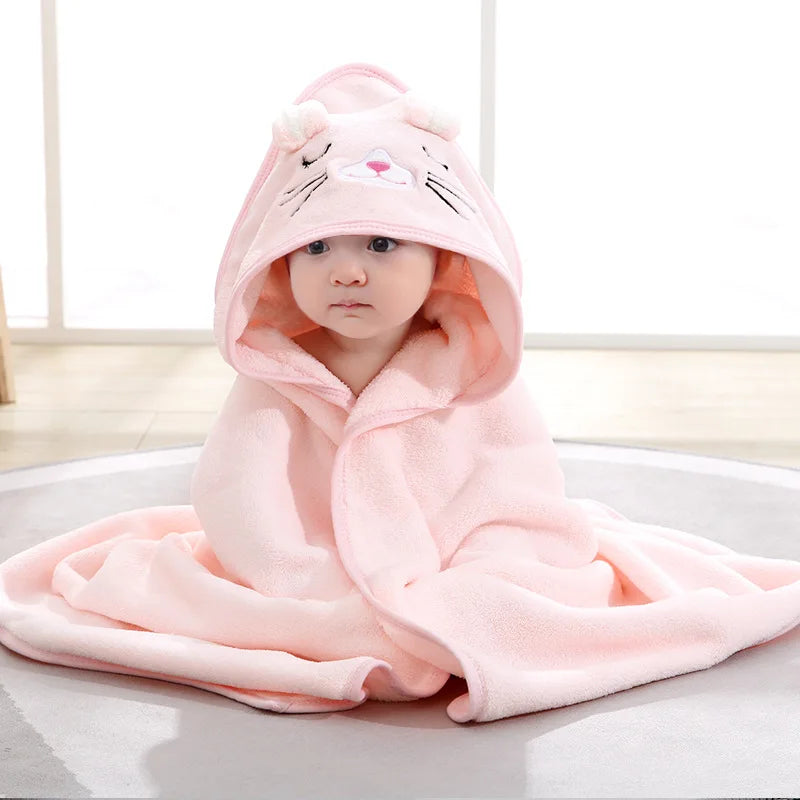 Hooded Swaddle Wrap Cartoon Baby Bath Towels Soft Newborn Towel Blanket Cute Toddler Bathrobe Warm Sleeping Bed Set Boys Girls