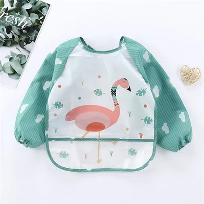 Baby Long Sleeve Scarf Waterproof Toddler Art Smock Feeding Bib Apron Pocket Infant Boys Girls Burp Cloth Banana Bibs For1-3Year