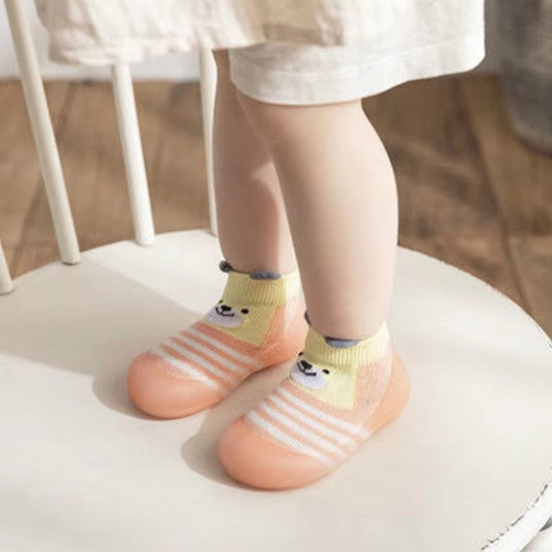 Cartoon Toddler Shoes Animal Pattern Non-Slip Silicone Sole Baby Floor Socks Breathable Casual Cotton Baby Boys Girls Shoes