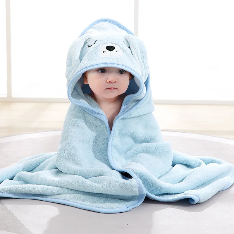 Hooded Swaddle Wrap Cartoon Baby Bath Towels Soft Newborn Towel Blanket Cute Toddler Bathrobe Warm Sleeping Bed Set Boys Girls