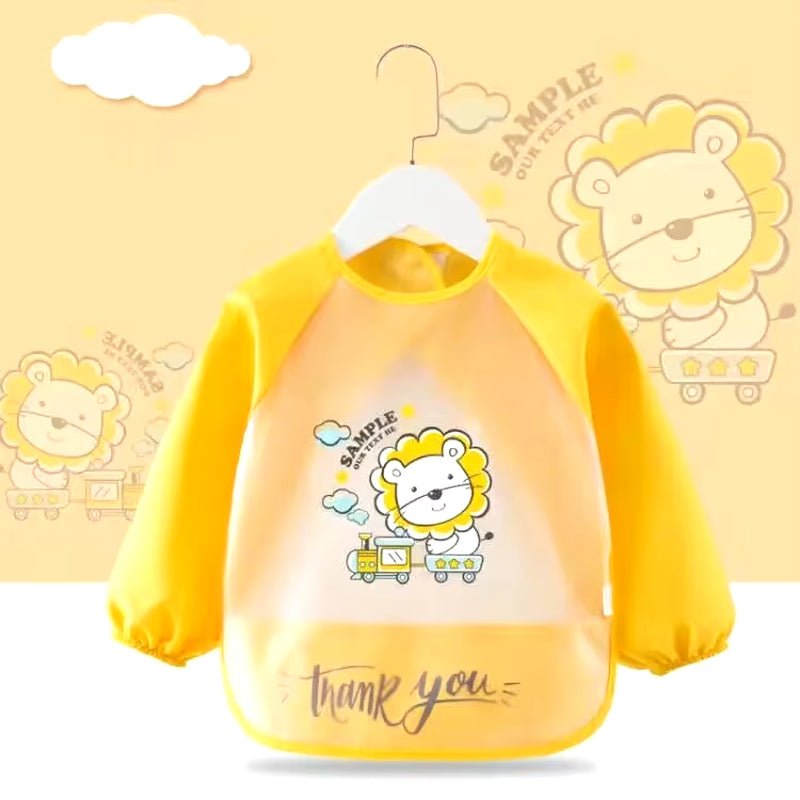 Baby Food Overalls Waterproof Children'S Bibs Boys and Girls Drool Towel Four Seasons Long Sleeve No-Wash Apron