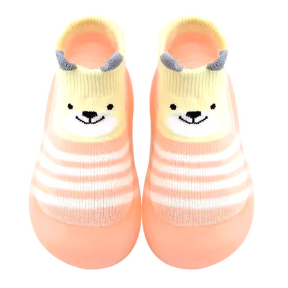 Cartoon Toddler Shoes Animal Pattern Non-Slip Silicone Sole Baby Floor Socks Breathable Casual Cotton Baby Boys Girls Shoes