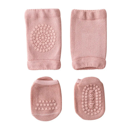 Baby Knee Pads Socks Set for Girls Boys Summer Solid Color anti Slip Socks Kid Crawling Safety Floor Sock Leg Knee Protector