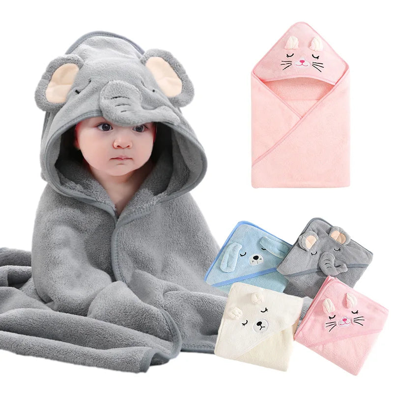 Hooded Swaddle Wrap Cartoon Baby Bath Towels Soft Newborn Towel Blanket Cute Toddler Bathrobe Warm Sleeping Bed Set Boys Girls