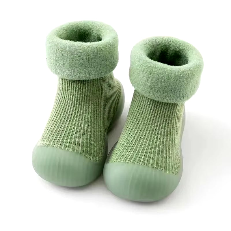 Casual Comfortable Slip on Rubber Sole Sock Shoes for Baby Boys, Breathable Non Slip Walking Shoes for Indoor Outdoor, Autumn