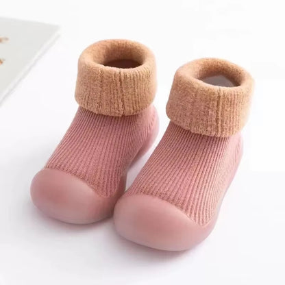 Casual Comfortable Slip on Rubber Sole Sock Shoes for Baby Boys, Breathable Non Slip Walking Shoes for Indoor Outdoor, Autumn