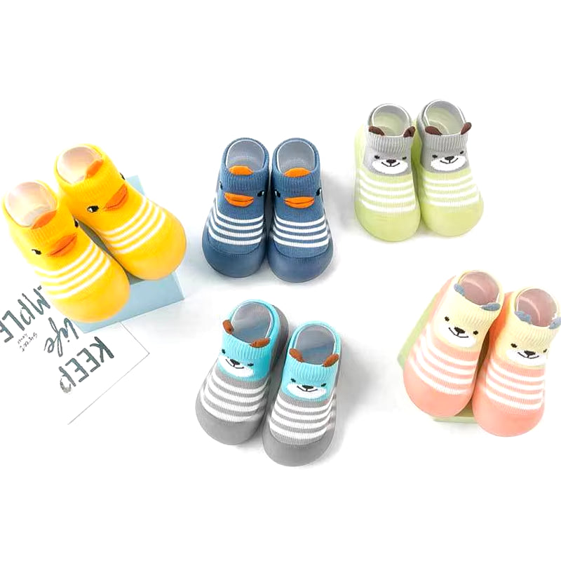 Cartoon Toddler Shoes Animal Pattern Non-Slip Silicone Sole Baby Floor Socks Breathable Casual Cotton Baby Boys Girls Shoes