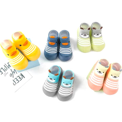 Cartoon Toddler Shoes Animal Pattern Non-Slip Silicone Sole Baby Floor Socks Breathable Casual Cotton Baby Boys Girls Shoes