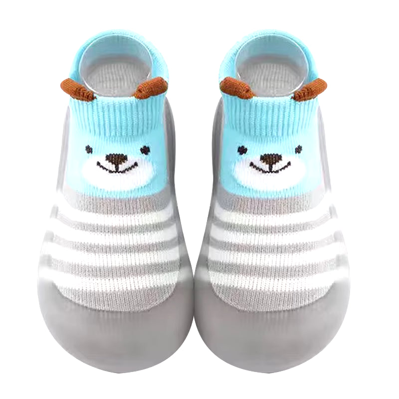 Cartoon Toddler Shoes Animal Pattern Non-Slip Silicone Sole Baby Floor Socks Breathable Casual Cotton Baby Boys Girls Shoes